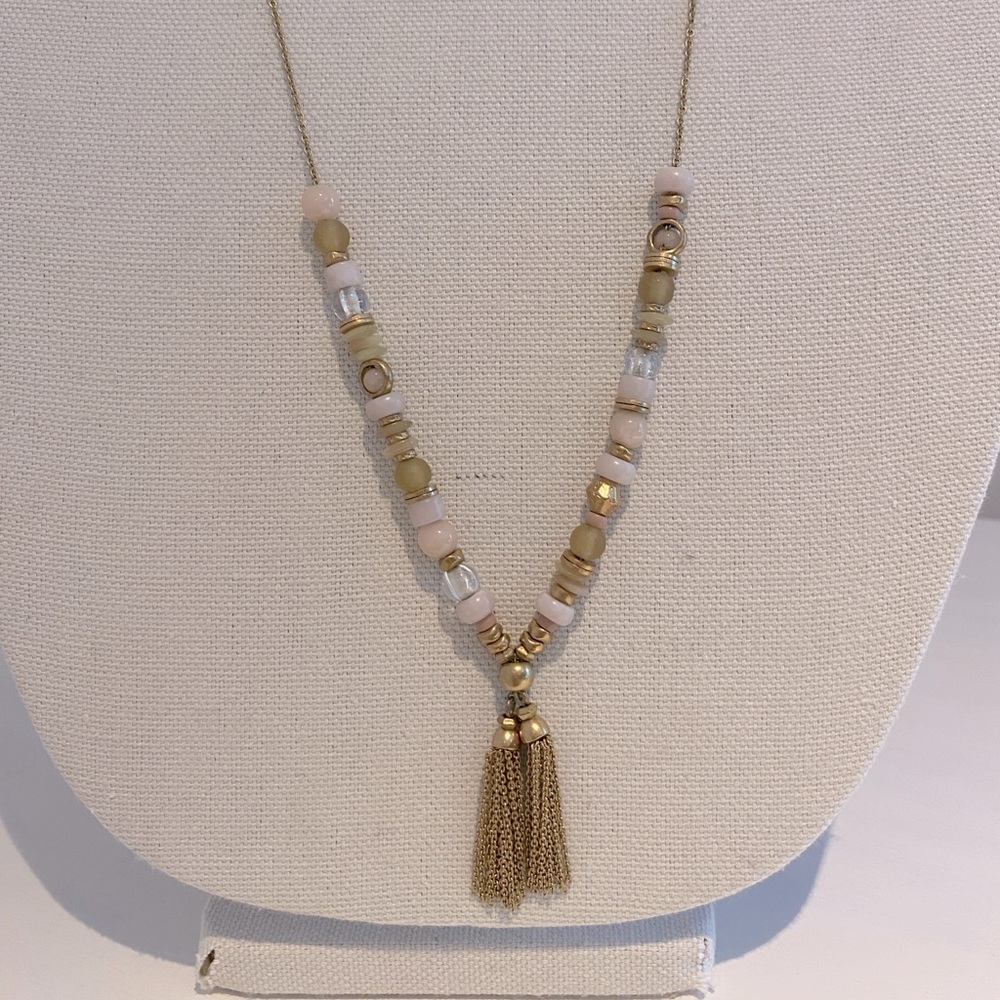 Stella & Dot Gold Beaded Lariat Necklace